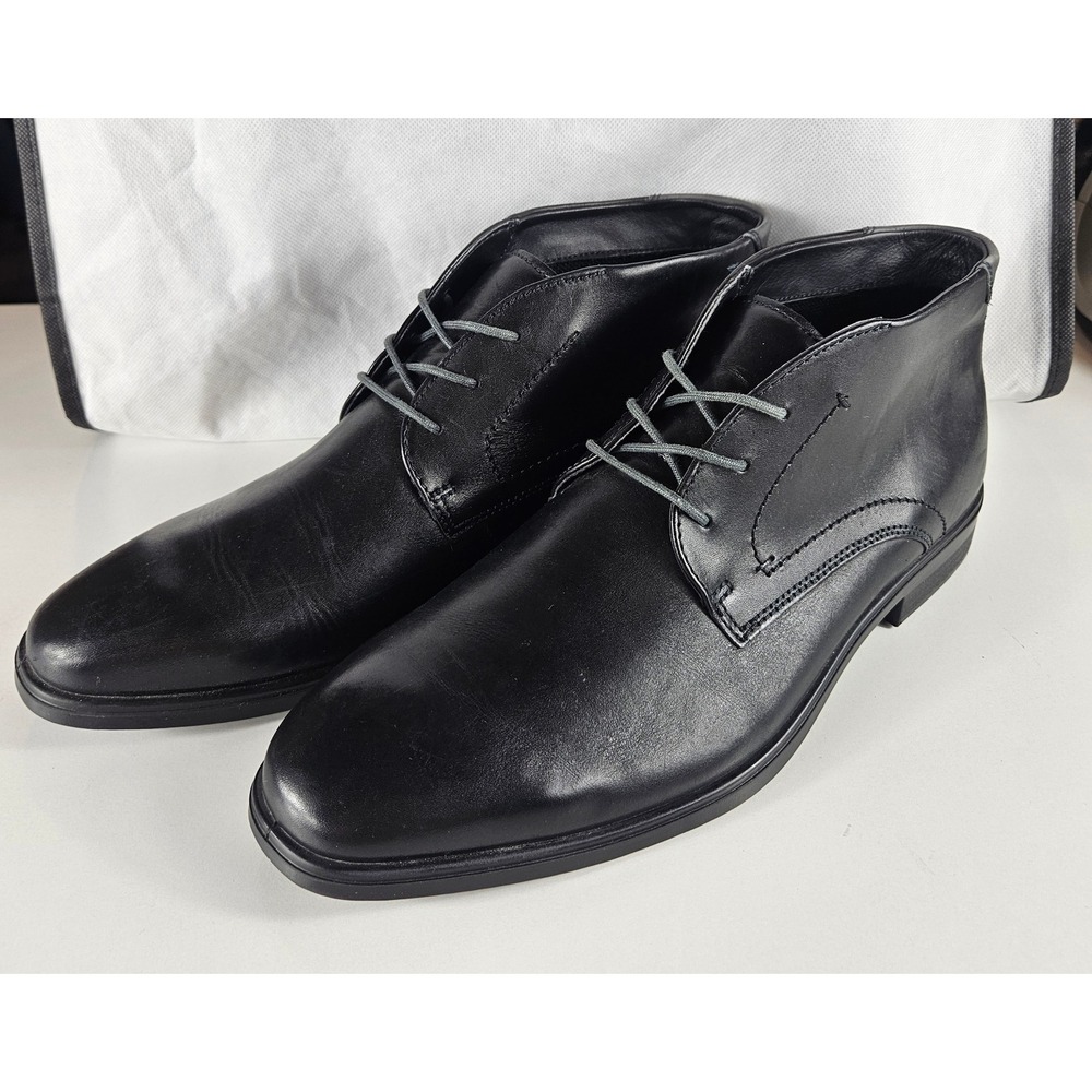 ECCO Melbourne Mens Black Leather Chukka Boots Ankle Dress Shoes Size 46 12-12.5